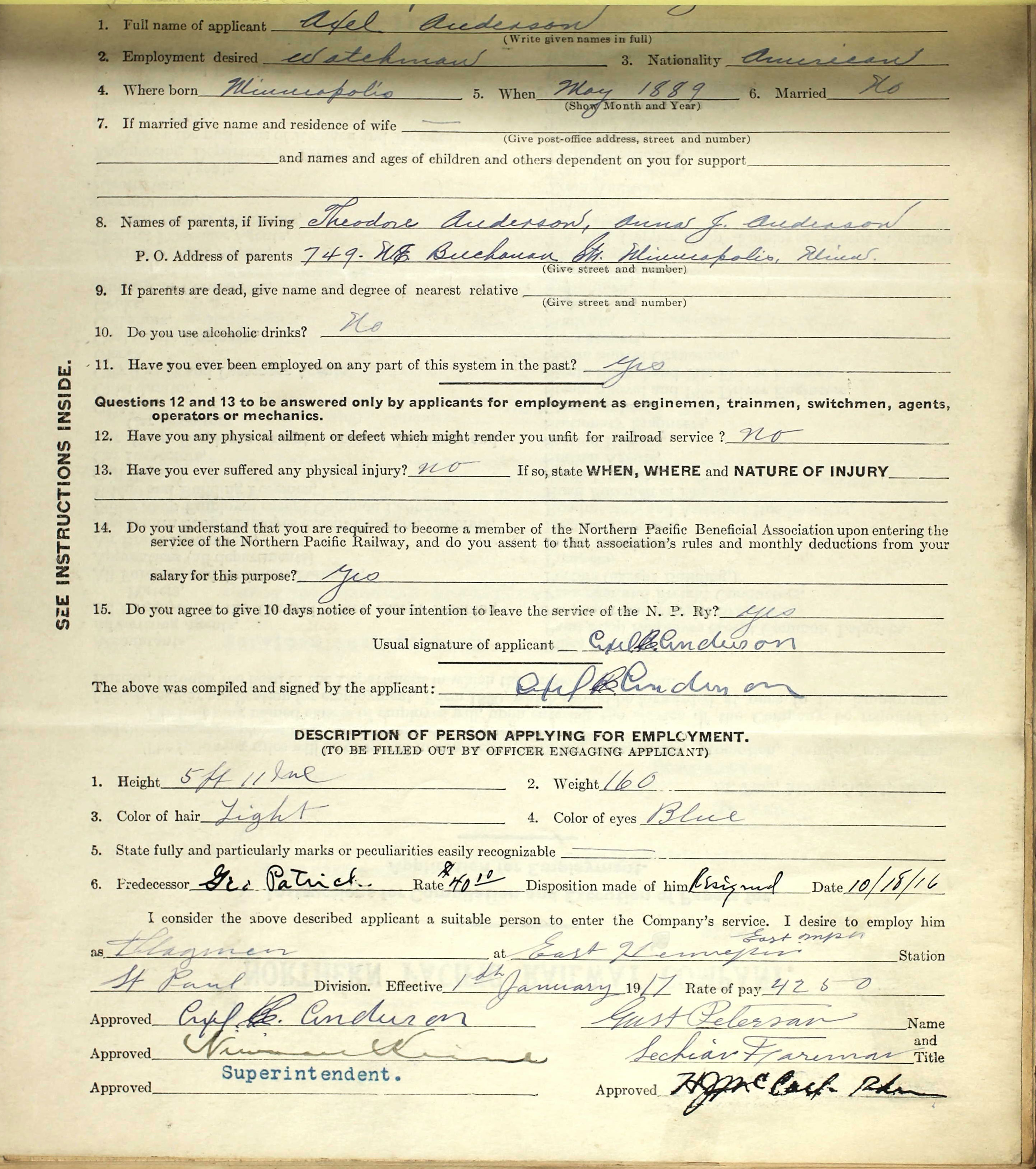 Northern Pacific Railway, 1917