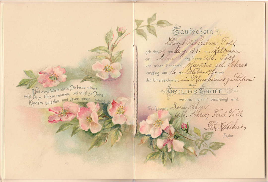 Lloyd's Baptism Certificate