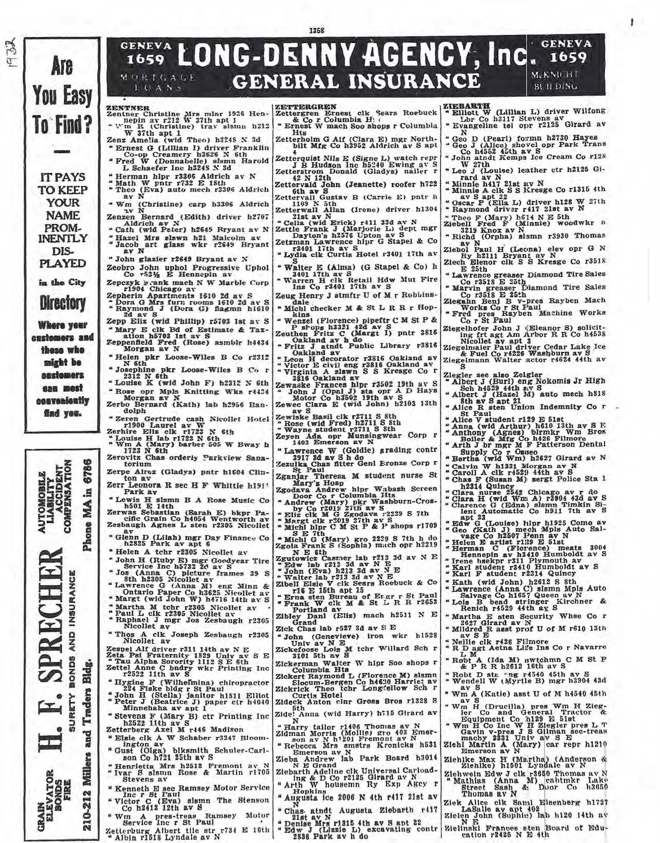 Minneapolis City Directory, 1932