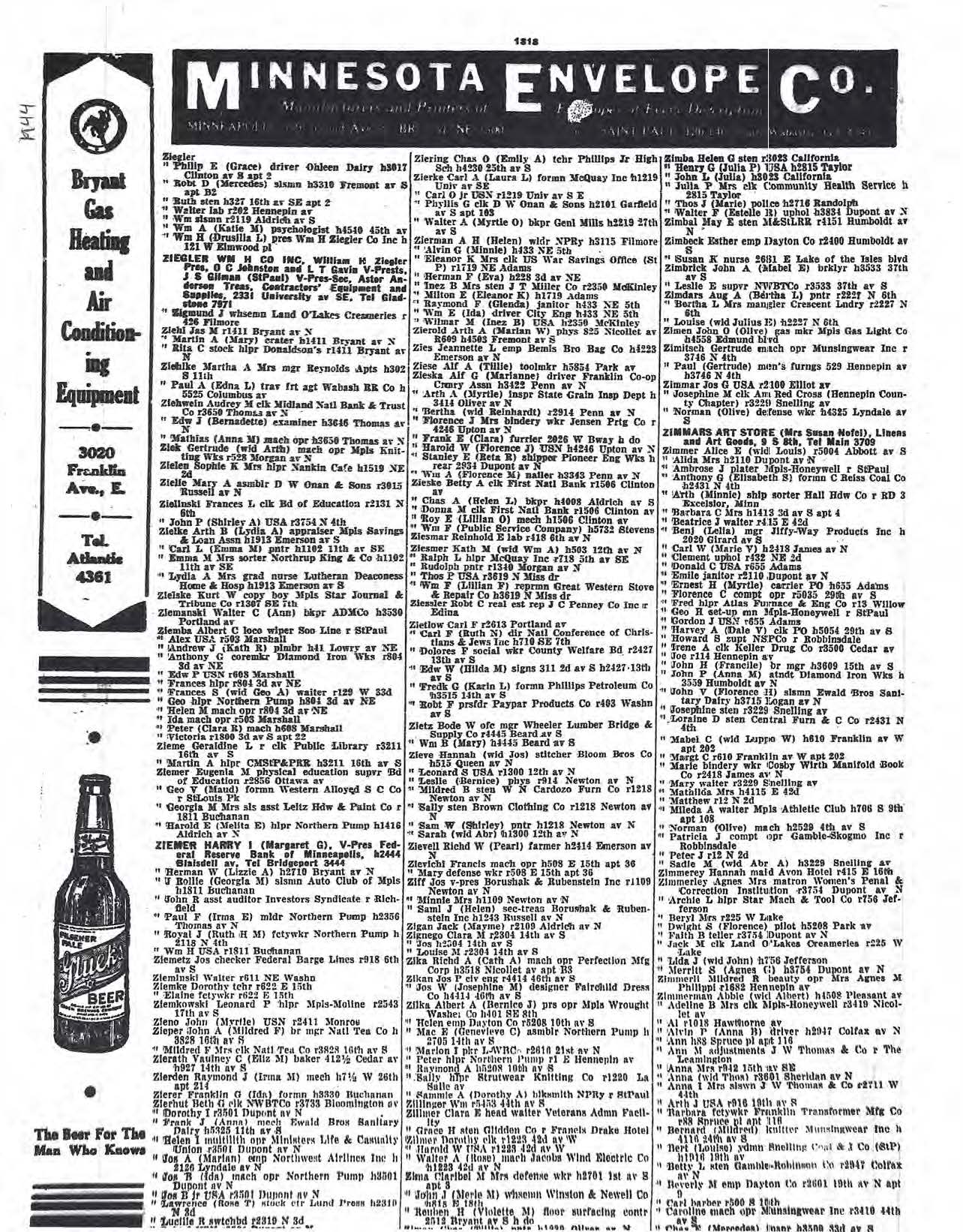 Minneapolis City Directory, 1944