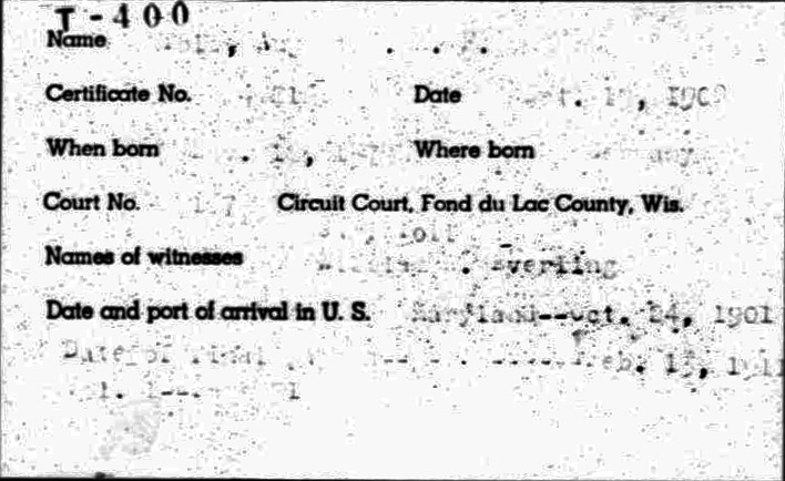 August Toll's Naturalization Record